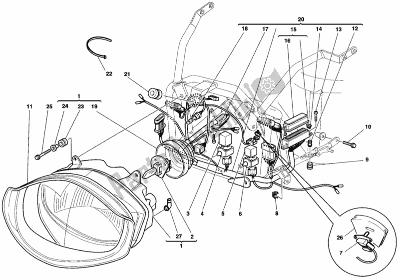 Todas as partes de Farol do Ducati Supersport 900 SS 1998